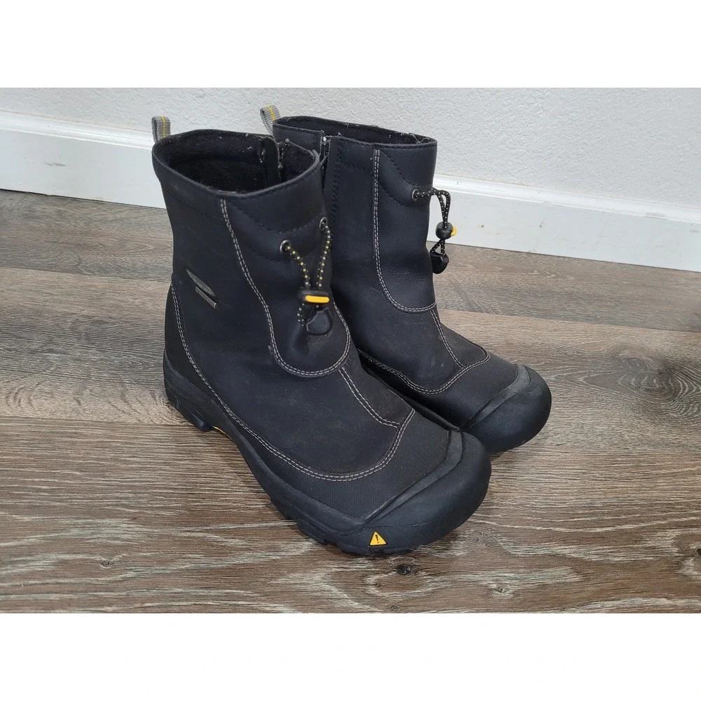 Keen Mens Black Waterproof Winter Boots Leather Mid-Calf Side Zip Size 6 US #1